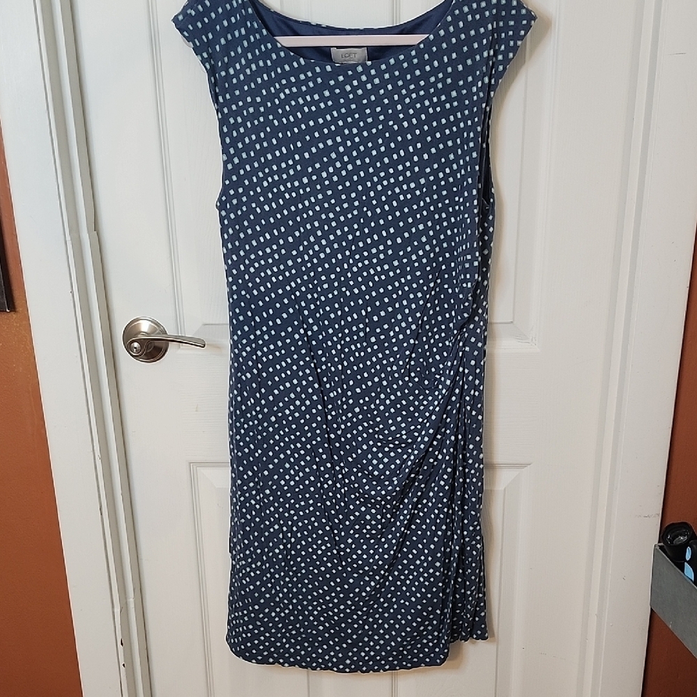 Loft Blue Ruched Sheath Midi Dress